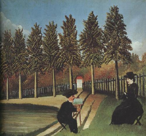 Henri Rousseau The Artist Painting His Wife oil painting image